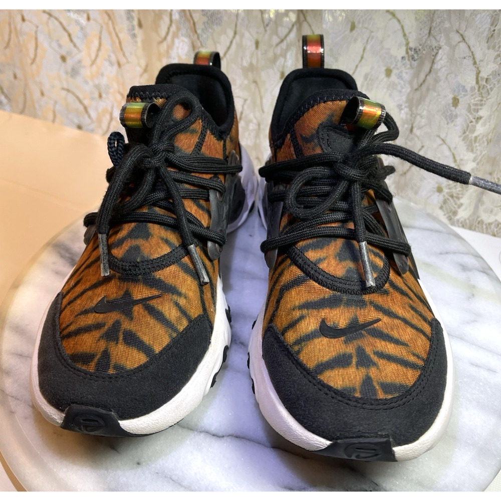 Nike React Presto Premium Tiger Print 3Y Shoes Magma Orange-White-Black CU8429